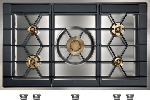[CG492111F] Table de cuisson gaz Gaggenau CG492111F, 5 brûleurs multi-couronnes, allumage automatique, grilles en fonte, 100 cm