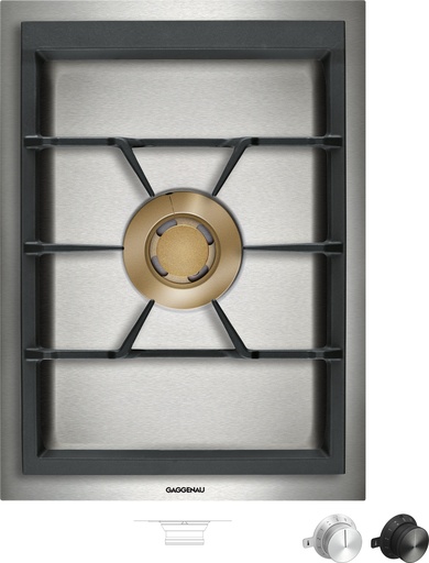 [VG415115F] Plaque gaz Gaggenau VG415115F, 38 cm, 1 brûleur Wok, 5,8 kW, 12 niveaux, fonte