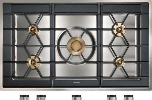[CG492212] Table de cuisson gaz Gaggenau CG492212, 100 cm, 5 zones, grilles fonte, brûleur Wok