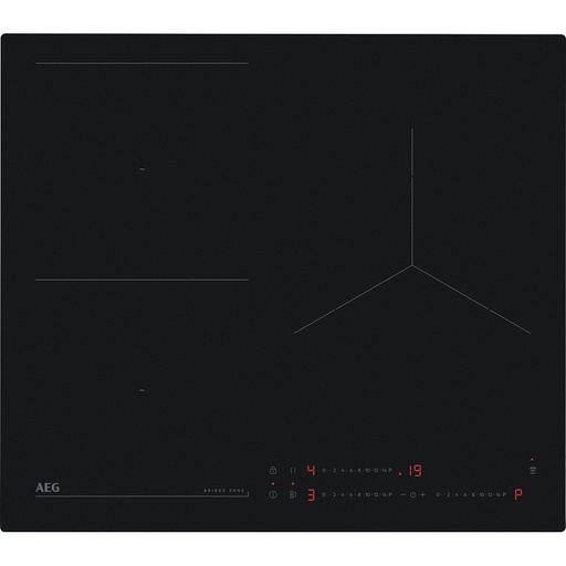 [949598641] Plaque à induction AEG 949598641, 60 cm, 3 zones, commandes tactiles, Hob2Hood, noire encastrable
