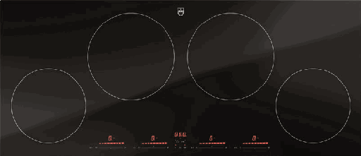 [3114200001] Plaque de cuisson V-ZUG CookTop V4000 i904 3114200001, 4 zones, Multi-Slider, BlackDesign, 90 cm