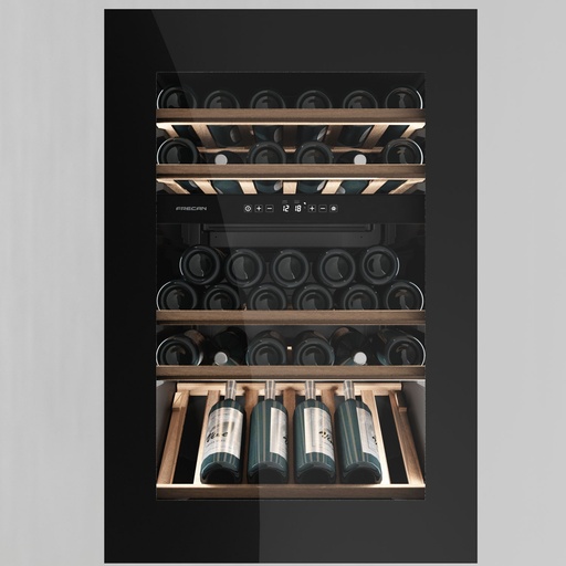 [58004] Cave à vin FRECAN 58004, 50 bouteilles, 2 zones, 128 kWh/an, noir