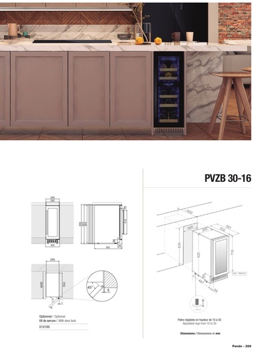 [010189] Kit serrure pour cave à vin PVMB 30-16, 40-28, 60-44 - PVMBP/HD - Caves à vin - PANDO
