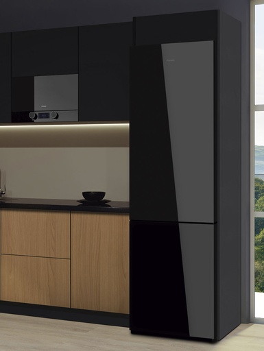 [010338] Réfrigérateur combiné pose libre PFLC COMBI 201X60, verre noir - Réfrigérateurs - PANDO