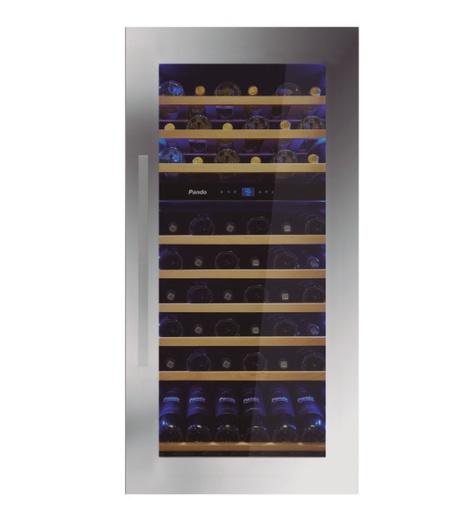 [010757] Cave à vin PANDO 010757, 124 cm, 65 bouteilles, 182 litres, éclairage multicolore, inox