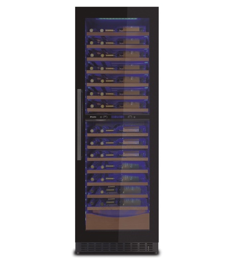 [010798] Cave à vin PANDO 010798, 180 cm, 110 bouteilles, 318 litres, éclairage bleu, compresseur Inverter