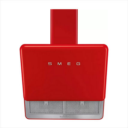 [KFAB75RD] Hotte décorative Smeg KFAB75RD, murale rouge 750 mm, recirculation 649 m³/h, 3 vitesses, éclairage LED
